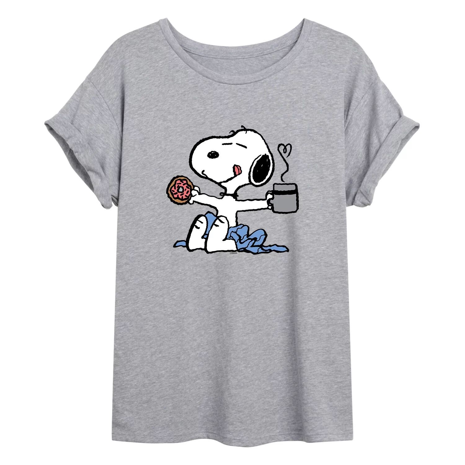 

Струящаяся футболка Juniors' Peanuts Snoopy Coffee Licensed Character, серый