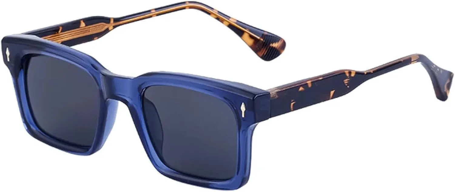 

Ретро-заклёпки, женские солнцезащитные очки класса люкс, модные очки с леопардовым принтом, защита от УФ-излучения UV400, мужские HHZZYVY, Blue Leopard Grey