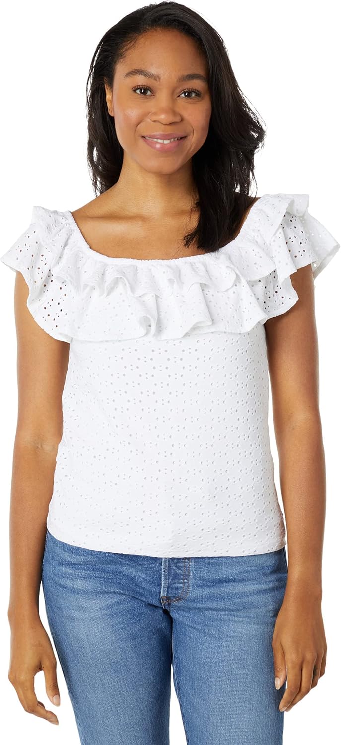 

Женский топ с открытыми плечами и люверсами от Tommy Hilfiger, Bright White