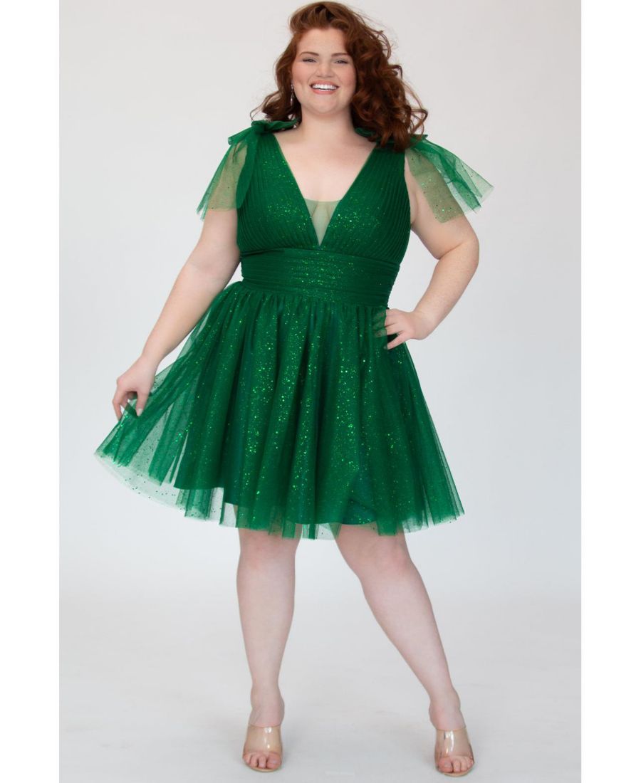 

Блестящее коктейльное платье темно-синего цвета из тюля с бантами Sydney's Closet, Shamrock