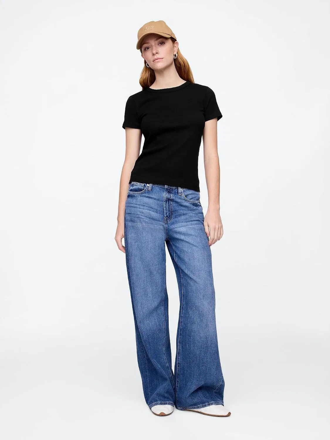 Футболка женская, Solid Rib Knit Top, GAP, true black — фото 3