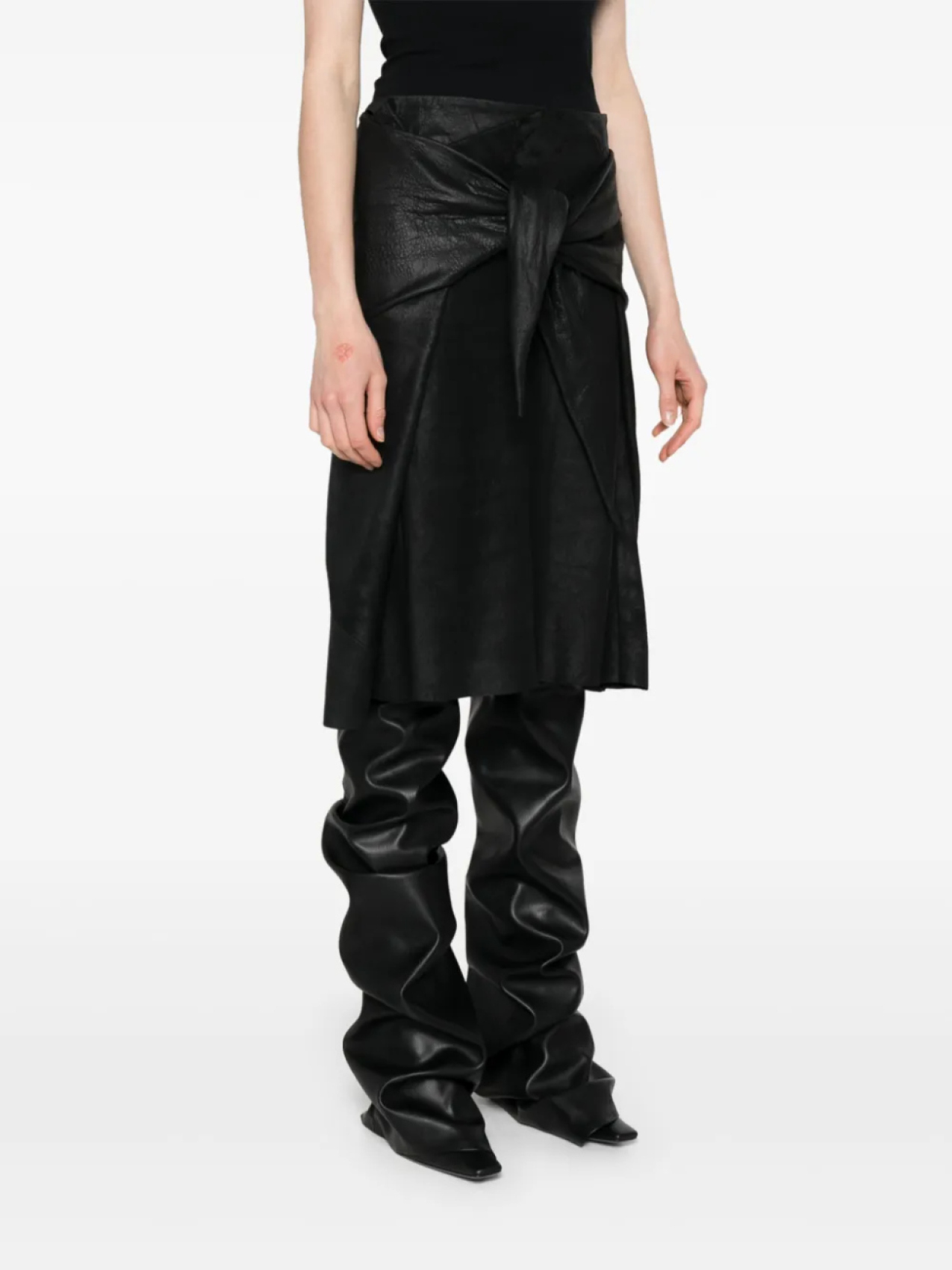 Кожаная юбка миди Rick Owens, черный — фото 3