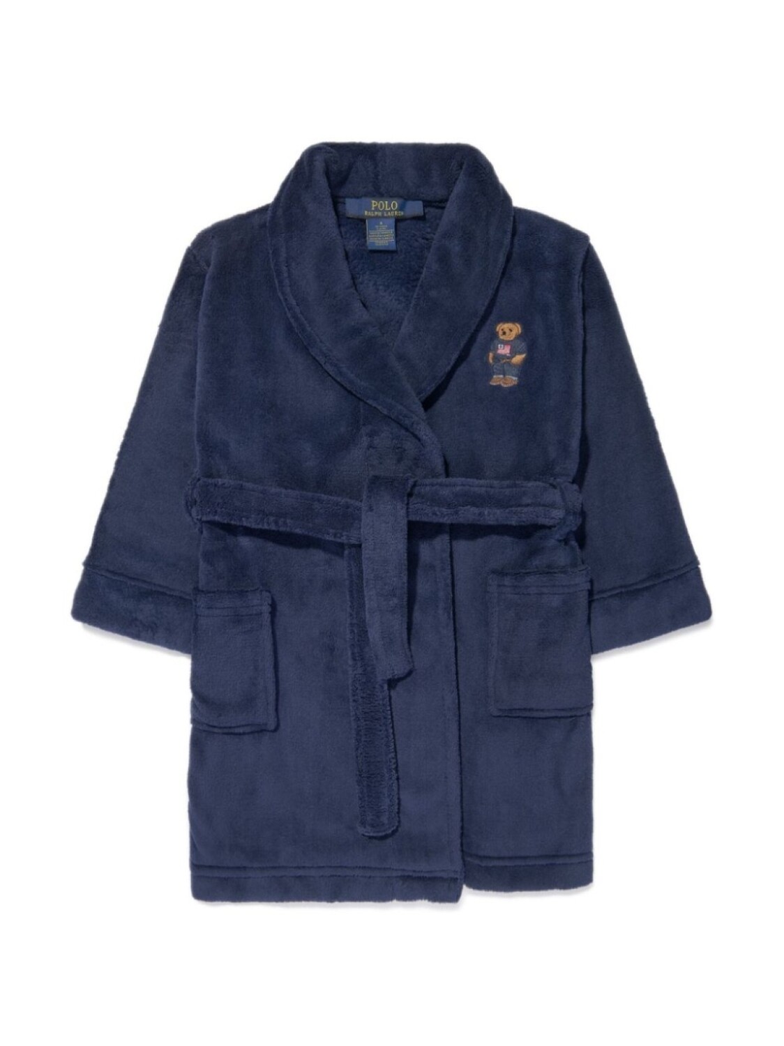 

Махровый халат с нашивкой Polo Bear Ralph Lauren Kids, синий