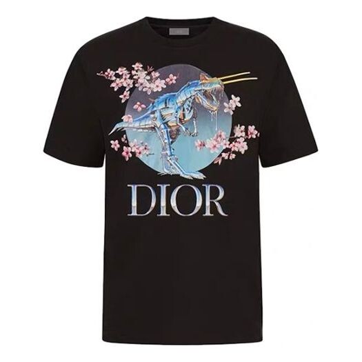 

Футболка x sorayama dinosaur print tee m black Dior, черный