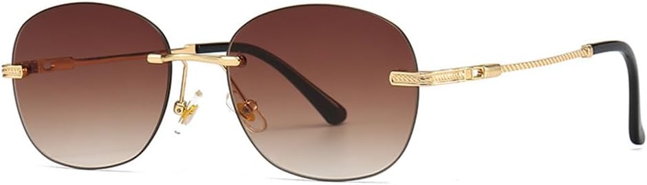 

Женские солнцезащитные очки без оправы, круглые, в стиле ретро, ​​с маленькой металлической оправой, для путешествий, уличной фотосъемки, с защитой от УФ-излучения UV400 HCPIHF, 6