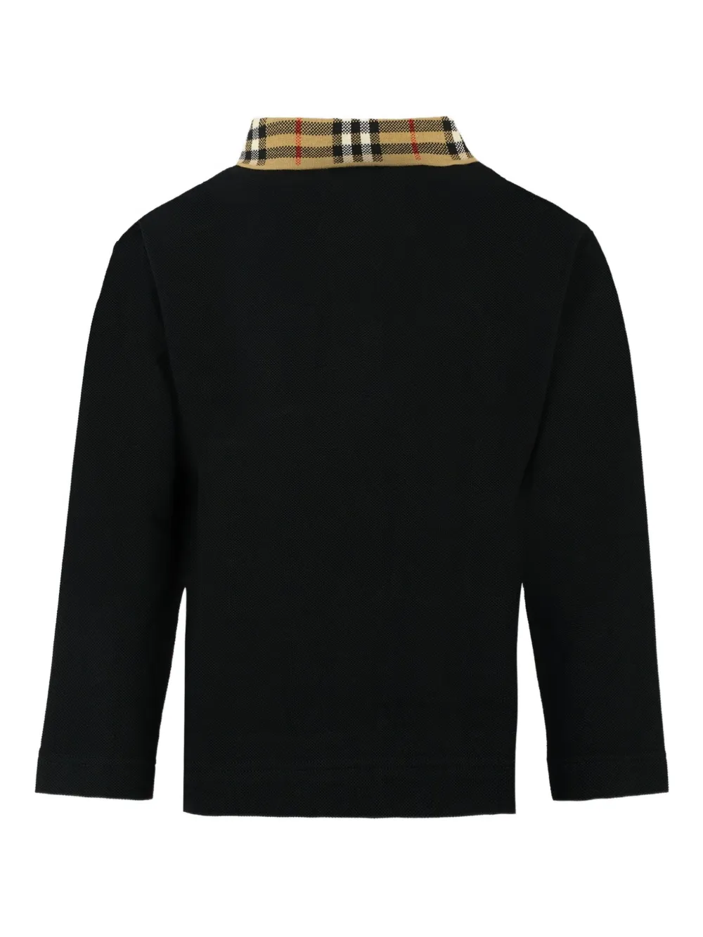 Рубашка поло с отделкой в клетку Burberry Kids, черный — фото 2