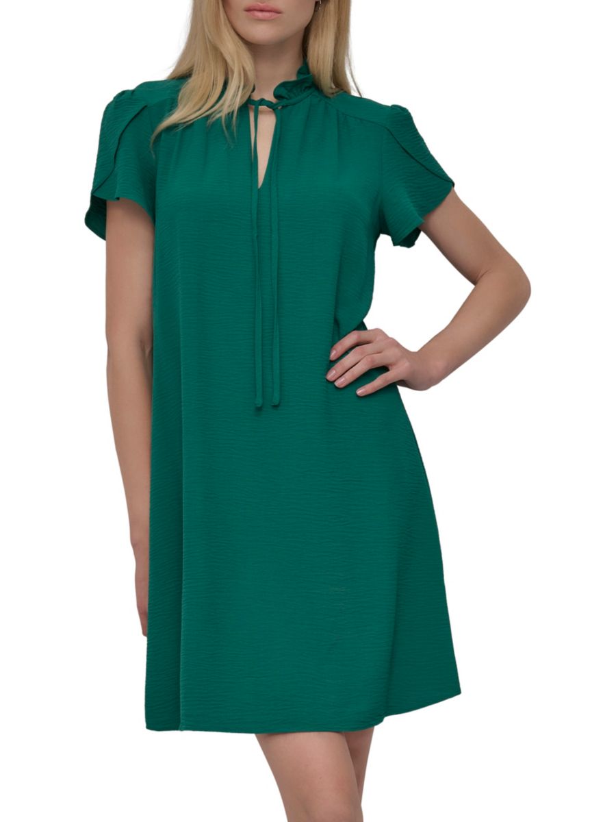 

Мини-платье с воротником-стойкой и рукавами-конвертами DKNY, цвет Meadow