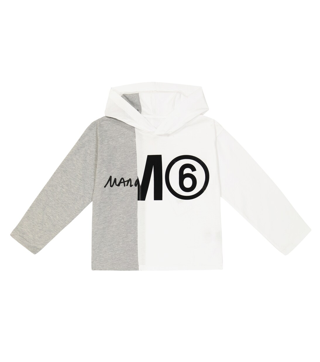 

Толстовка с капюшоном из хлопкового джерси с логотипом MM6 Maison Margiela Kids, White + Grey Melange