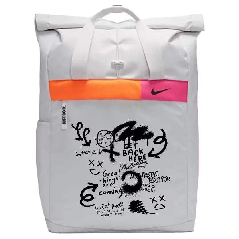 

Nike Полиэстеровый рюкзак обычный унисекс светло-серебристый серый, Black Graffiti 1