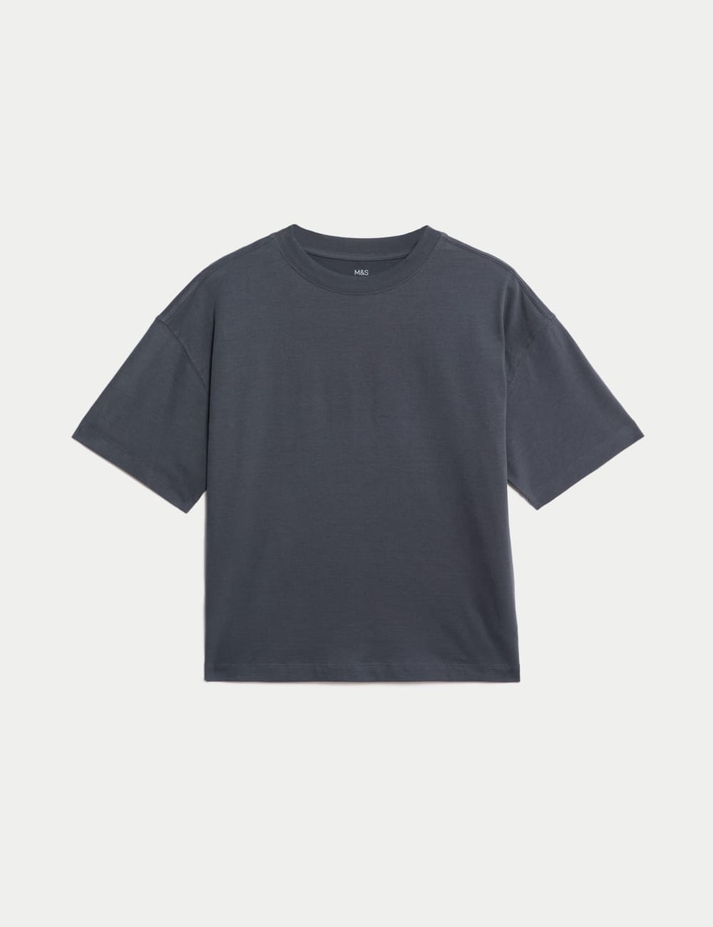 

Футболка из чистого хлопка, однотонная Marks & Spencer, темно-серый