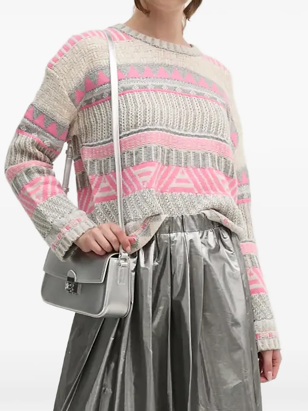 

Свитер с геометрическим узором Oui, бежевый