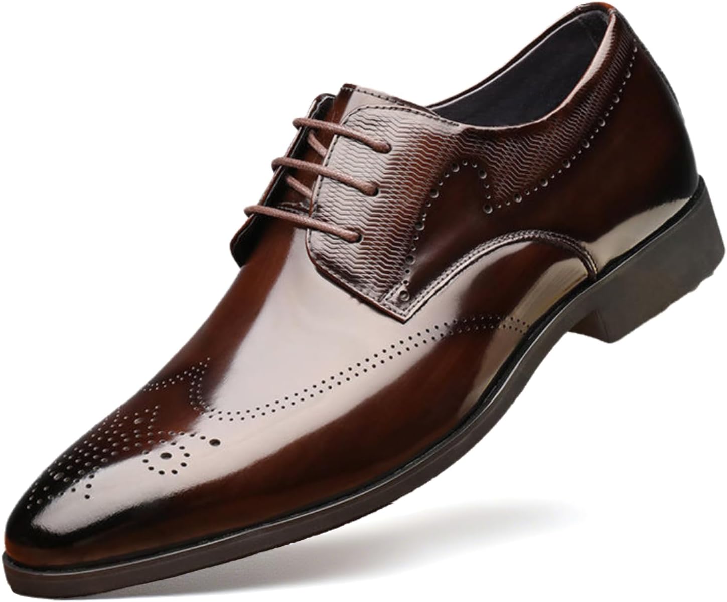 

Мужские кожаные оксфорды с крыльями и перфорацией, классические туфли на шнуровке с массивным каблуком, с закрытым носком, туфли для свадьбы, офиса и деловой одежды Azagneem, коричневый