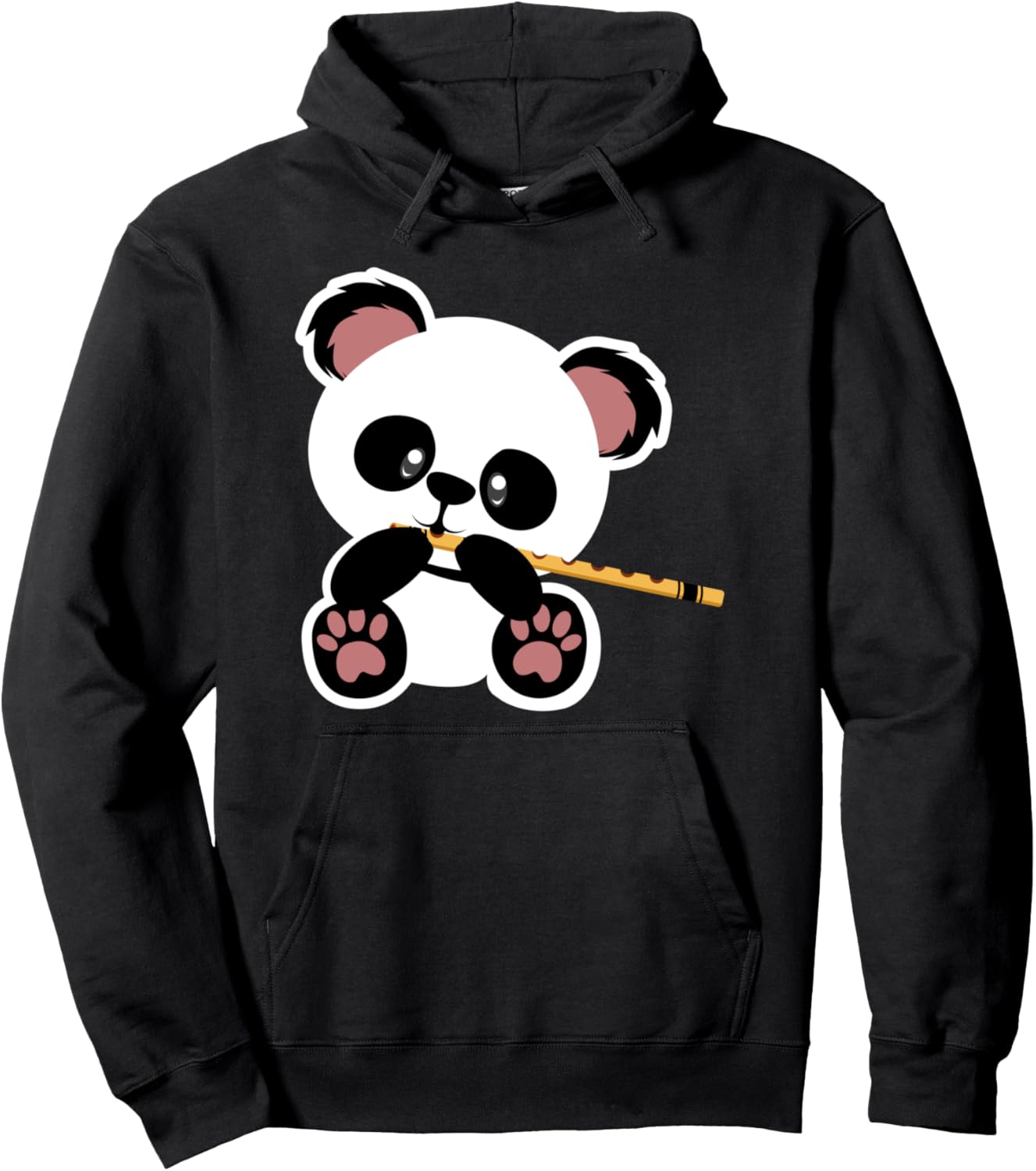 

Худи с изображением панды и флейты - милый музыкант или флейтист Panda Flute Cute Flute, Pet, Music, черный