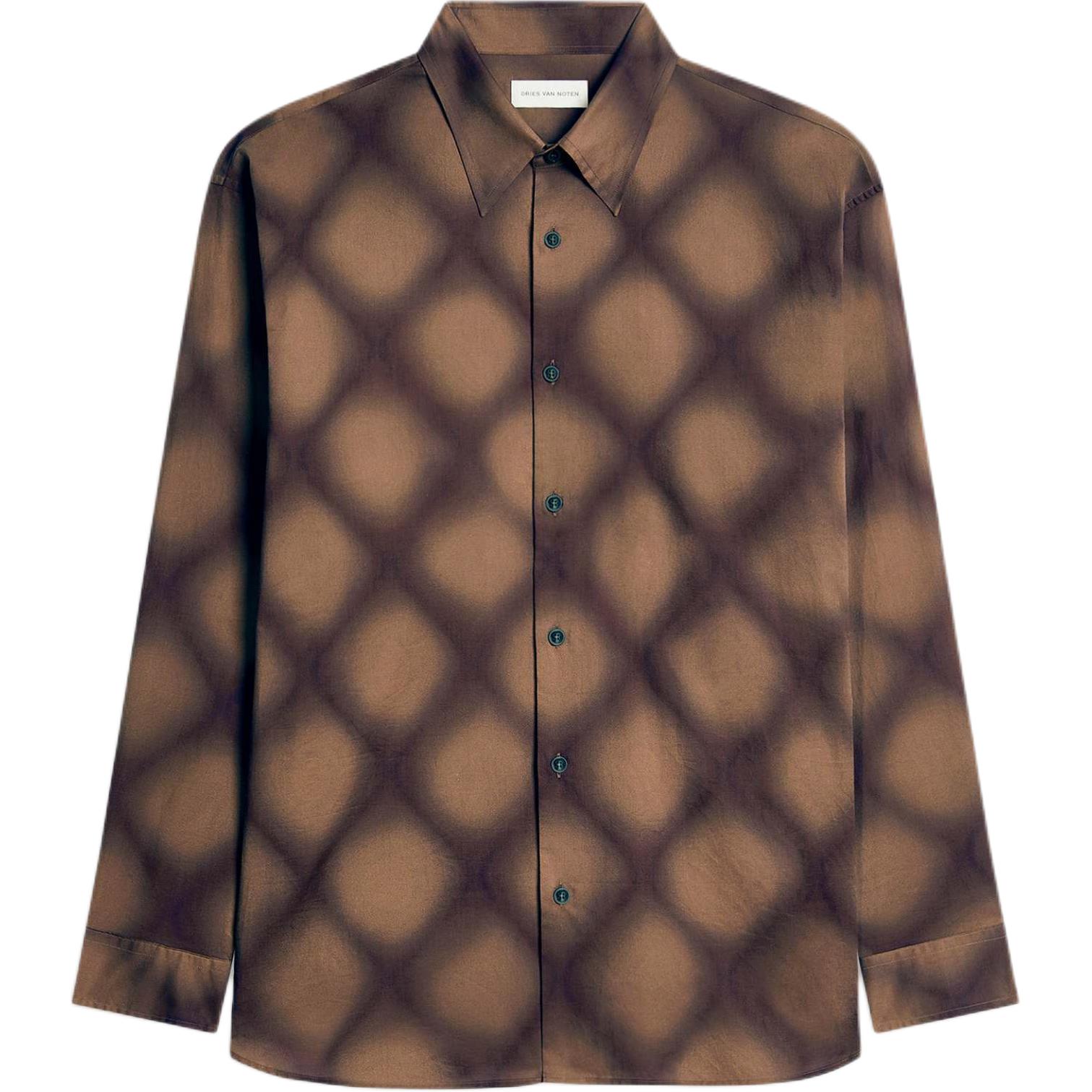 

Хлопковая рубашка с принтом DRIES VAN NOTEN, коричневый