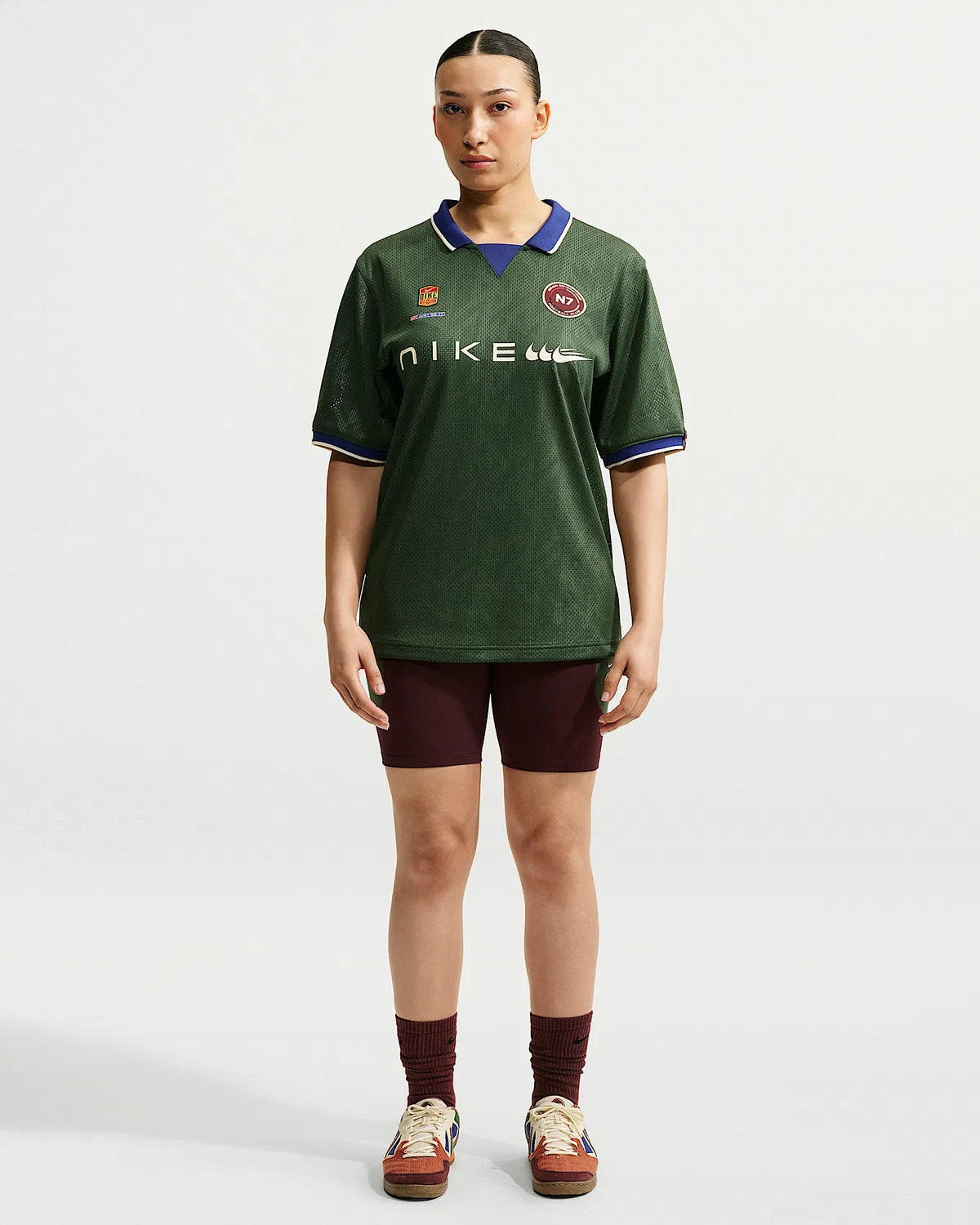 Женские велосипедки Nike One N7 с высокой посадкой, 8", Burgundy Crush/Fir