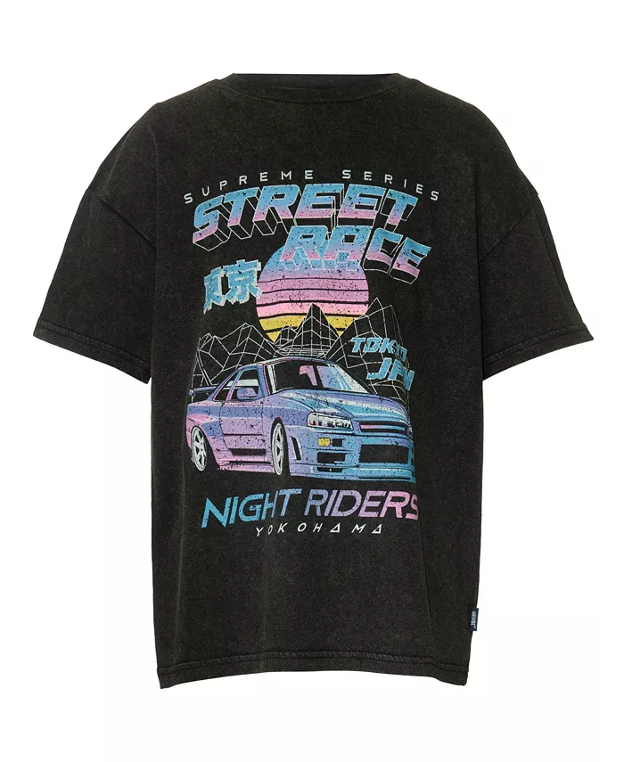 

Футболка с коротким рукавом Big Boys Night Rider с эффектом поношенности и принтом Univibe