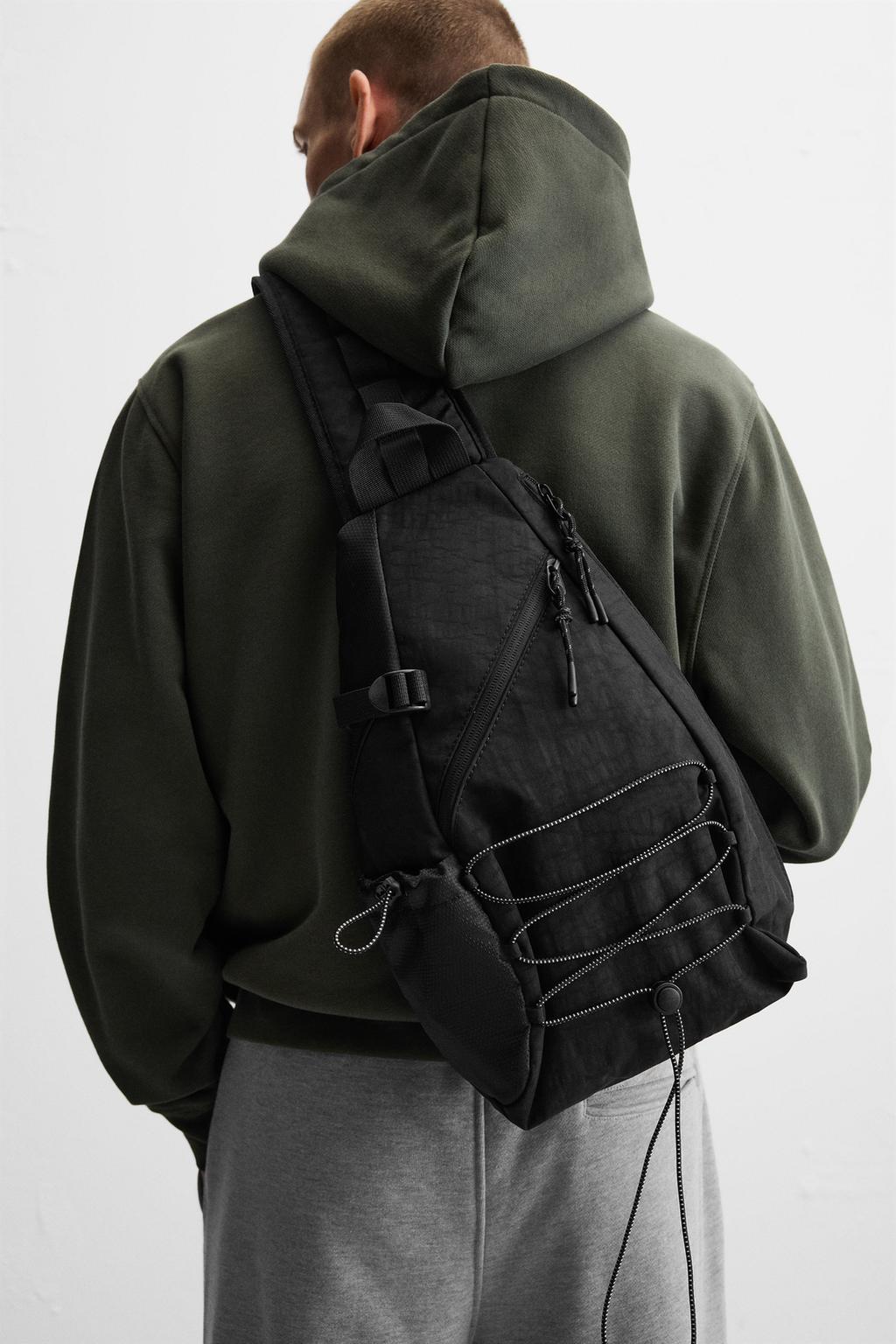 

Технический рюкзак через плечо ZARA, черный