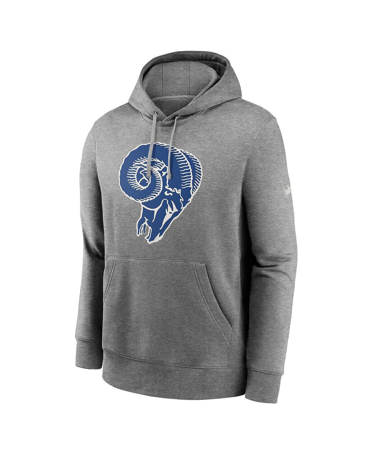 Мужской флисовый пуловер с капюшоном Los Angeles Rams Rewind Club серого цвета с принтом меланхолии Nike — фото 3