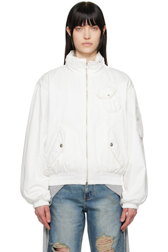 

Белая хлопковая куртка-бомбер Cargo OPEN YY