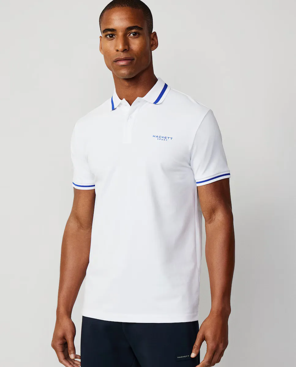 

Мужское поло из пике Hackett Sport с короткими рукавами, белый