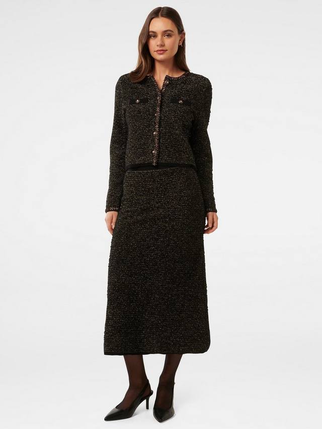 

Юбка миди Anais из твида Forever New, Black/Gold