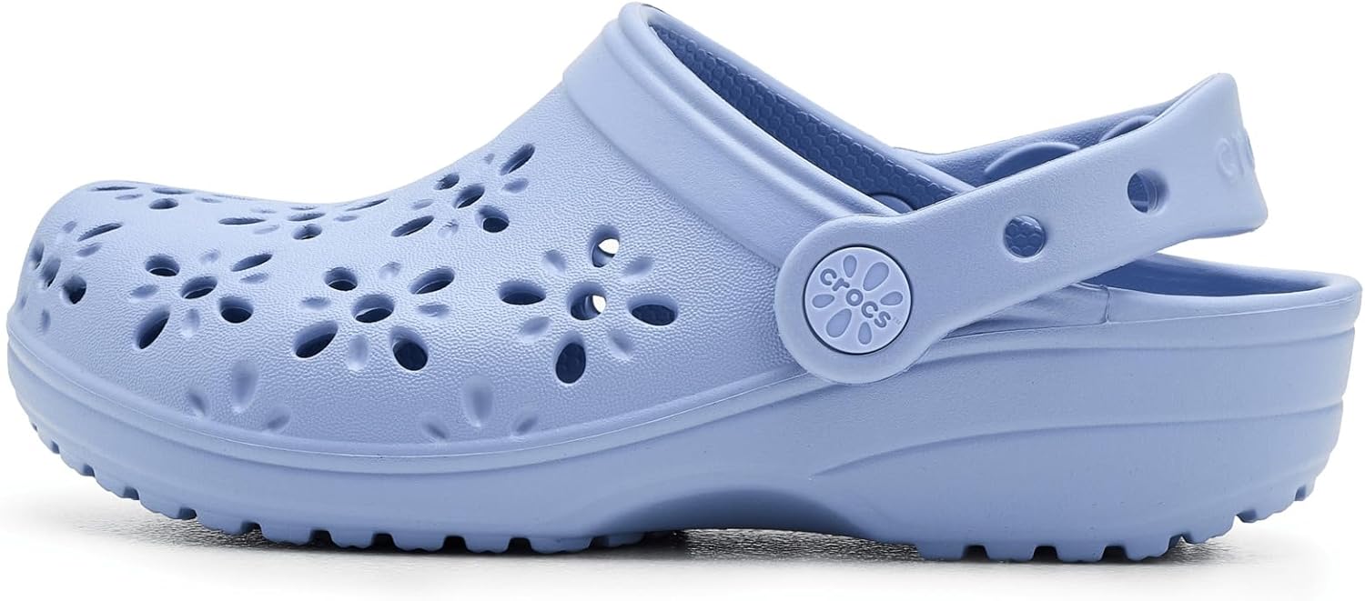 Детские кроксы Crocs с классическим цветочным дизайном, синий — фото 4
