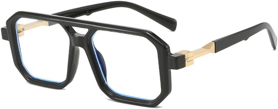 

Солнцезащитные очки с двойной перемычкой для женщин, модные градиентные очки с защитой от УФ-излучения UV400, ретро-многоугольные солнцезащитные очки для мужчин TKKTLLT, Black Clear