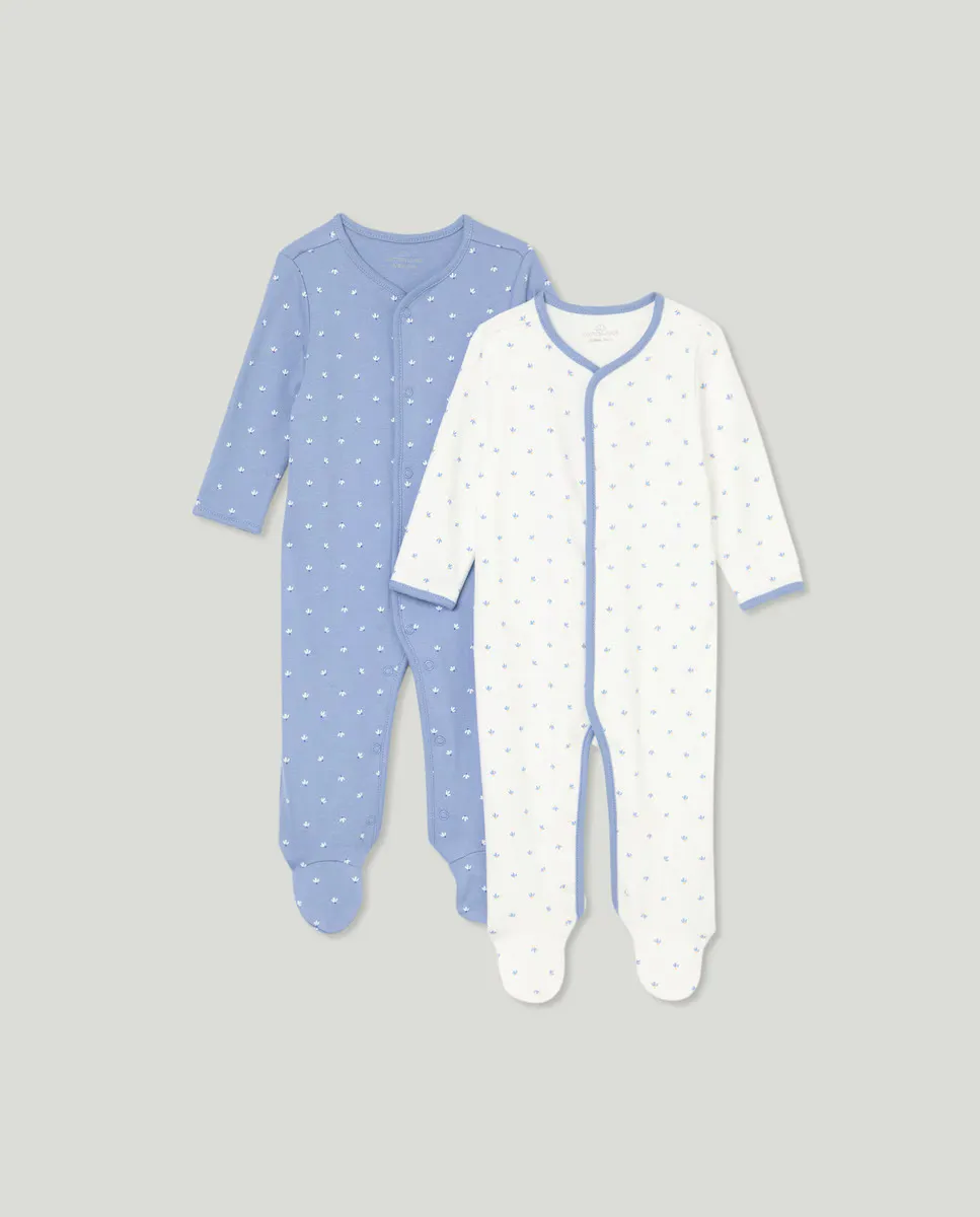 

Упаковка из двух цветочных комбинезонов для девочек Cotton Juice, синий