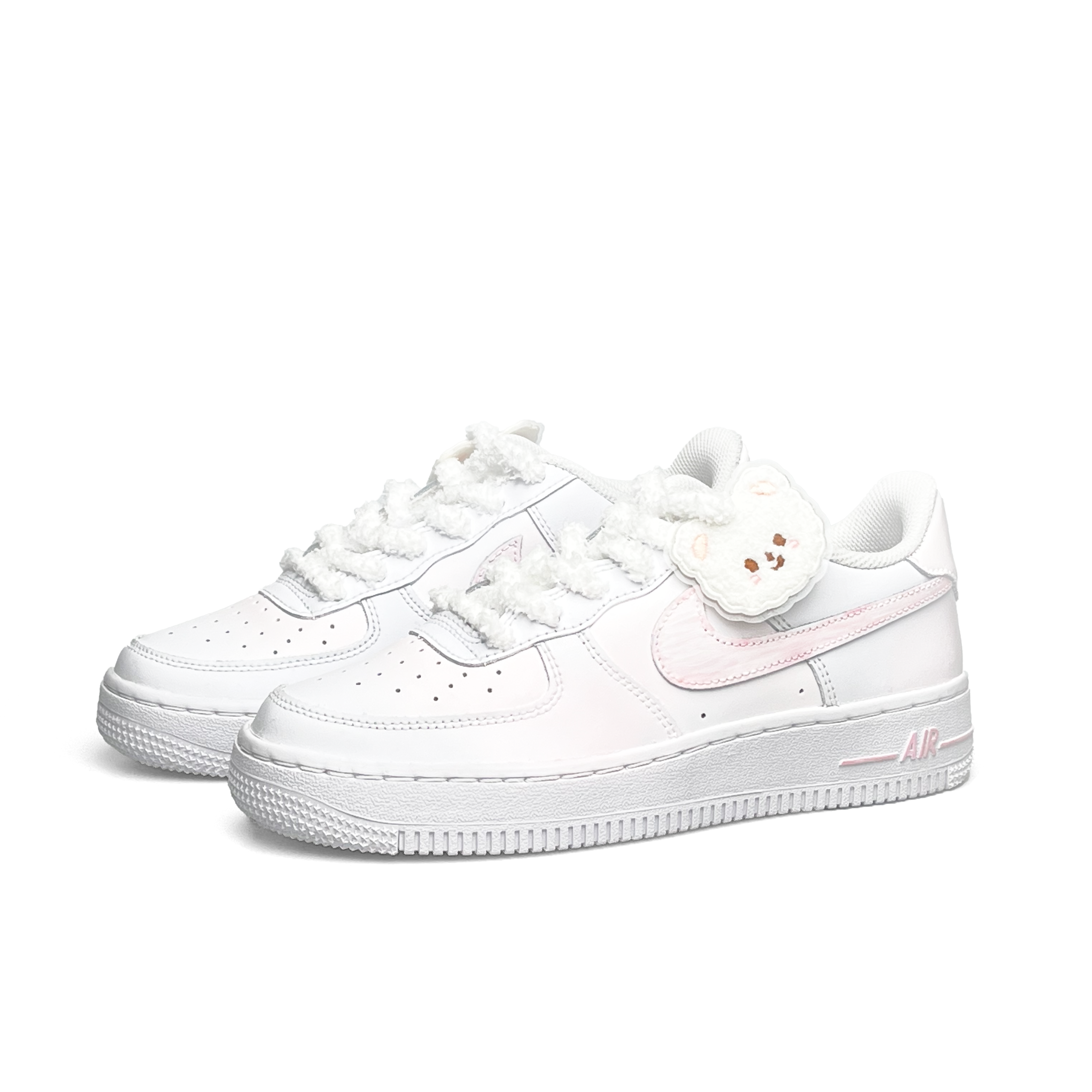 Nike Детские кроссовки для скейтбординга Air Force 1 LE, износостойкие, дышащие, низкие, белые, розовые, для подростков — фото 4