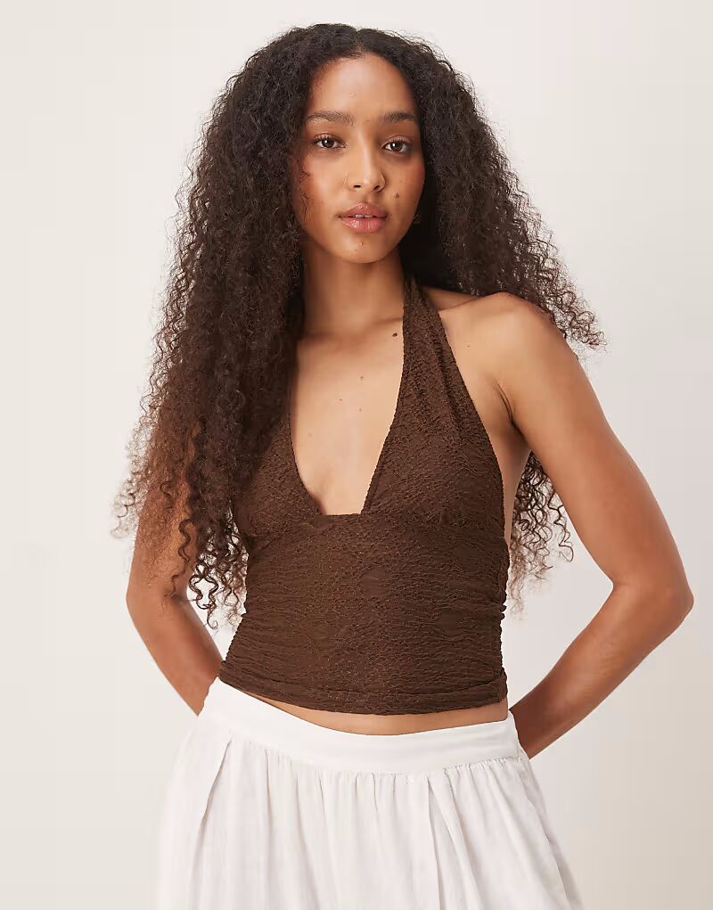 

Топ Motel Cosimo с халтернеем коричневого цвета