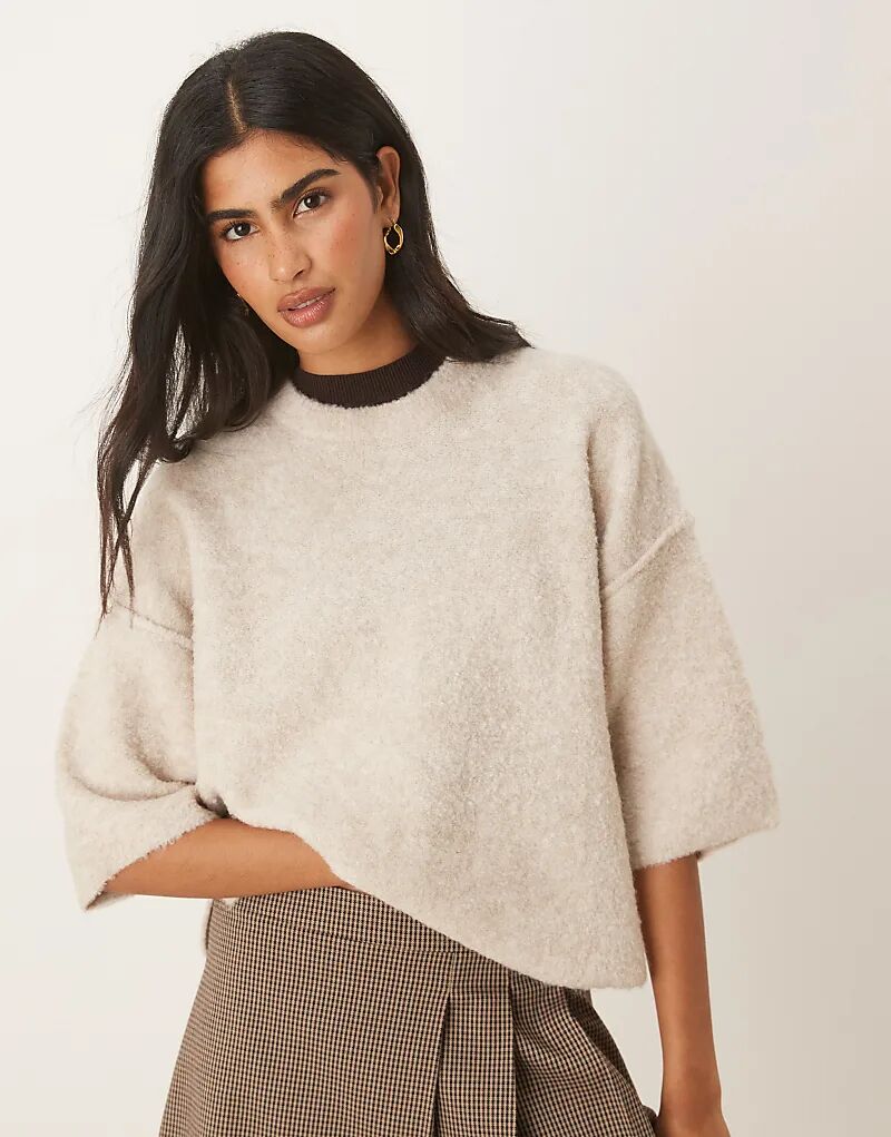 

Футболка с короткими рукавами из трикотажа букле ASOS DESIGN цвета «зефир»