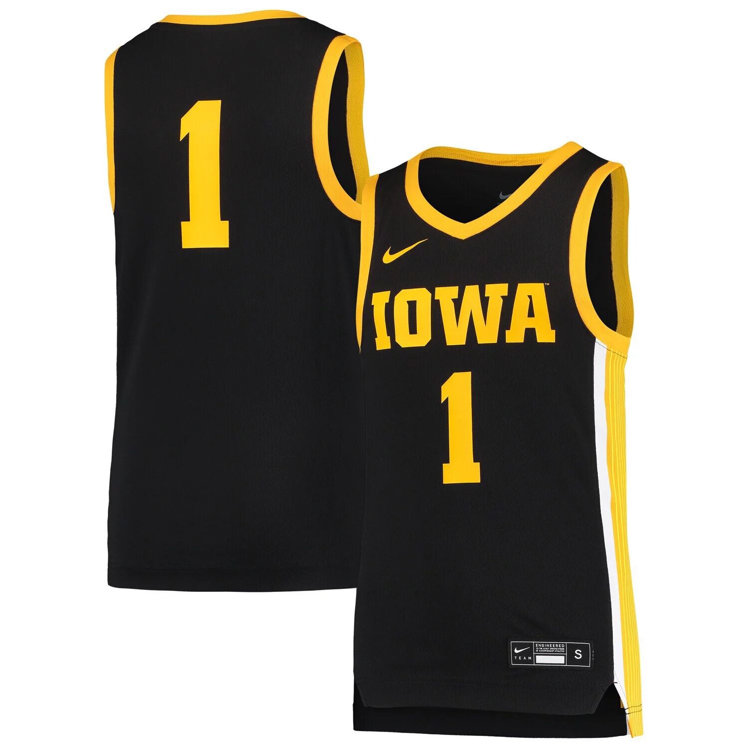 Реплика молодежной баскетбольной майки Nike #1 Black Iowa Hawkeyes Team Nike — фото 4