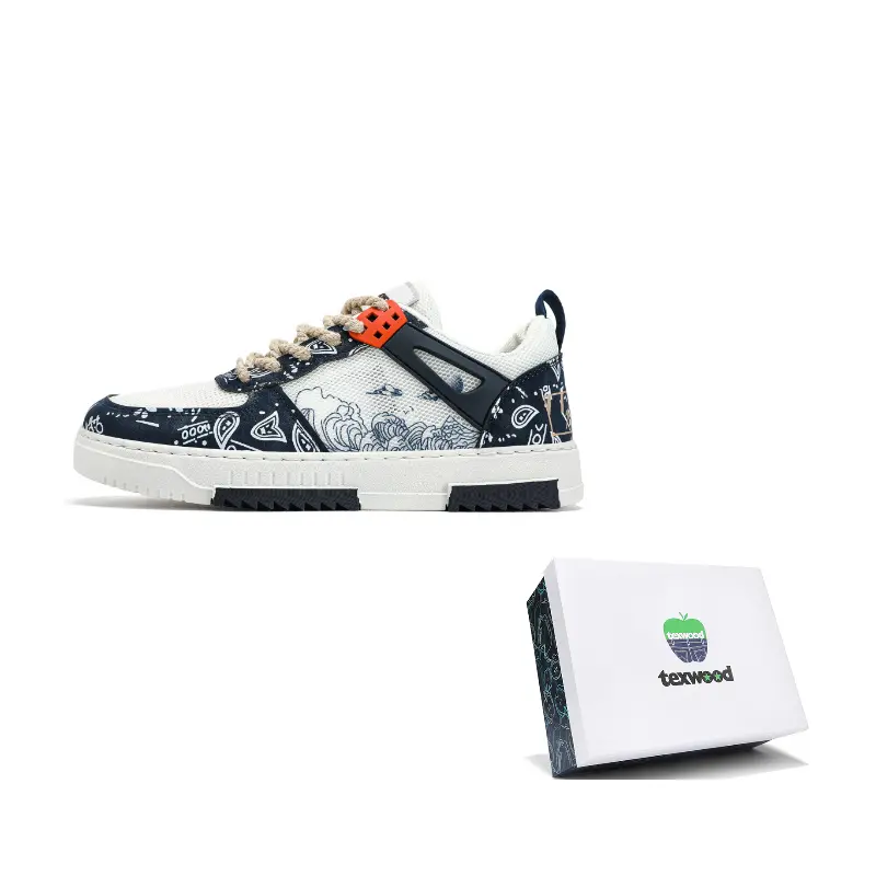 

TEXWOOD Змеиный год Зеленая змея Удача Китайский новый год коллекция Лоу-топ скейтборд кроссовки мужские коробка - бежевый синий, цвет Beige Blue