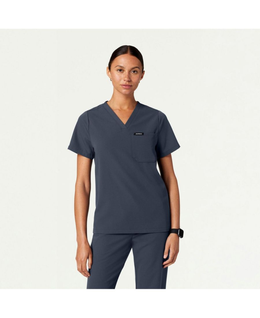 

Классическая женская медицинская рубашка с V-образным вырезом и одним карманом Jaanuu, Carbon gray