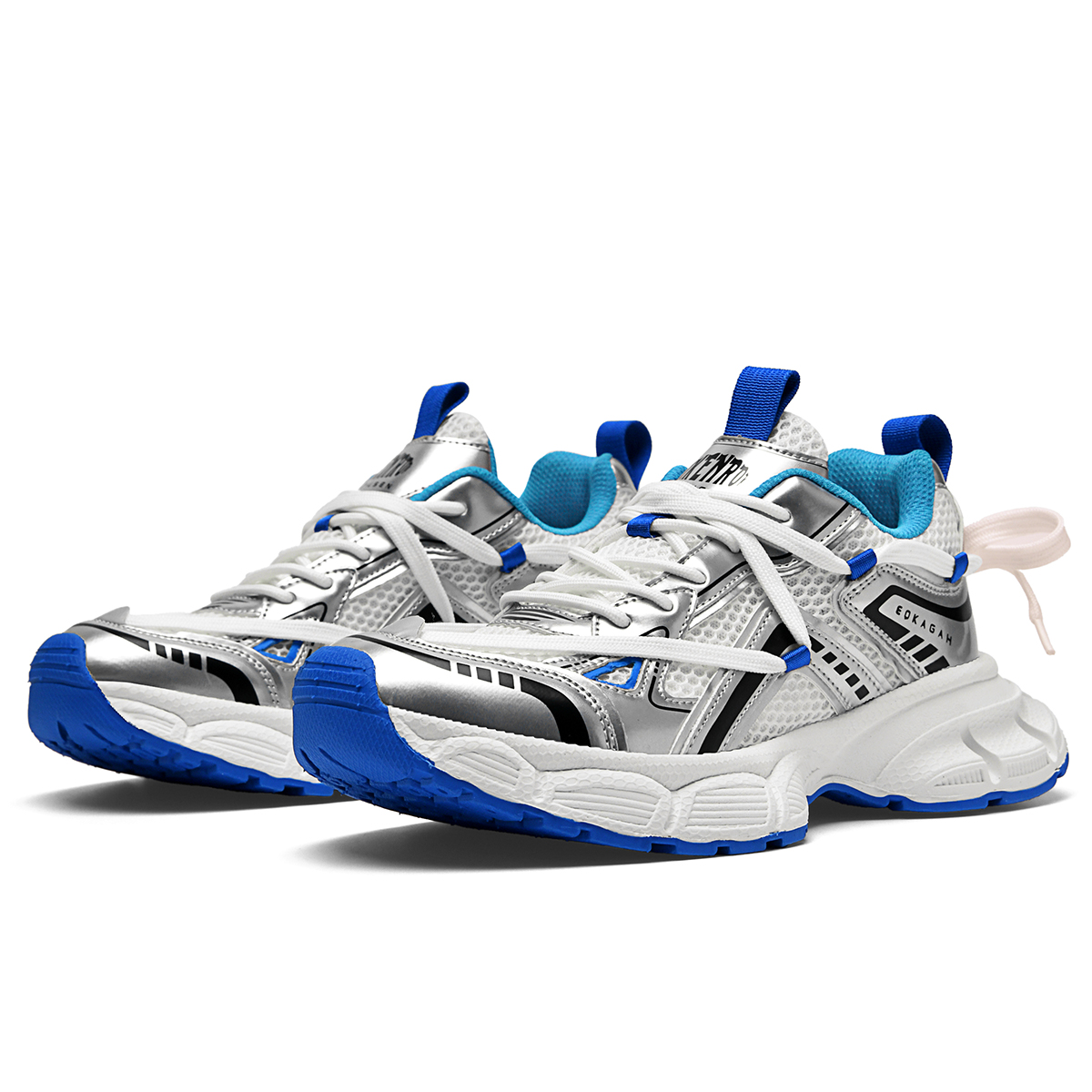 

DIKENROK Дышащие противоскользящие устойчивые к истиранию легкие утолщенные низкие кроссовки для увеличения роста унисекс бело-голубые, цвет White Blue[Breathable]