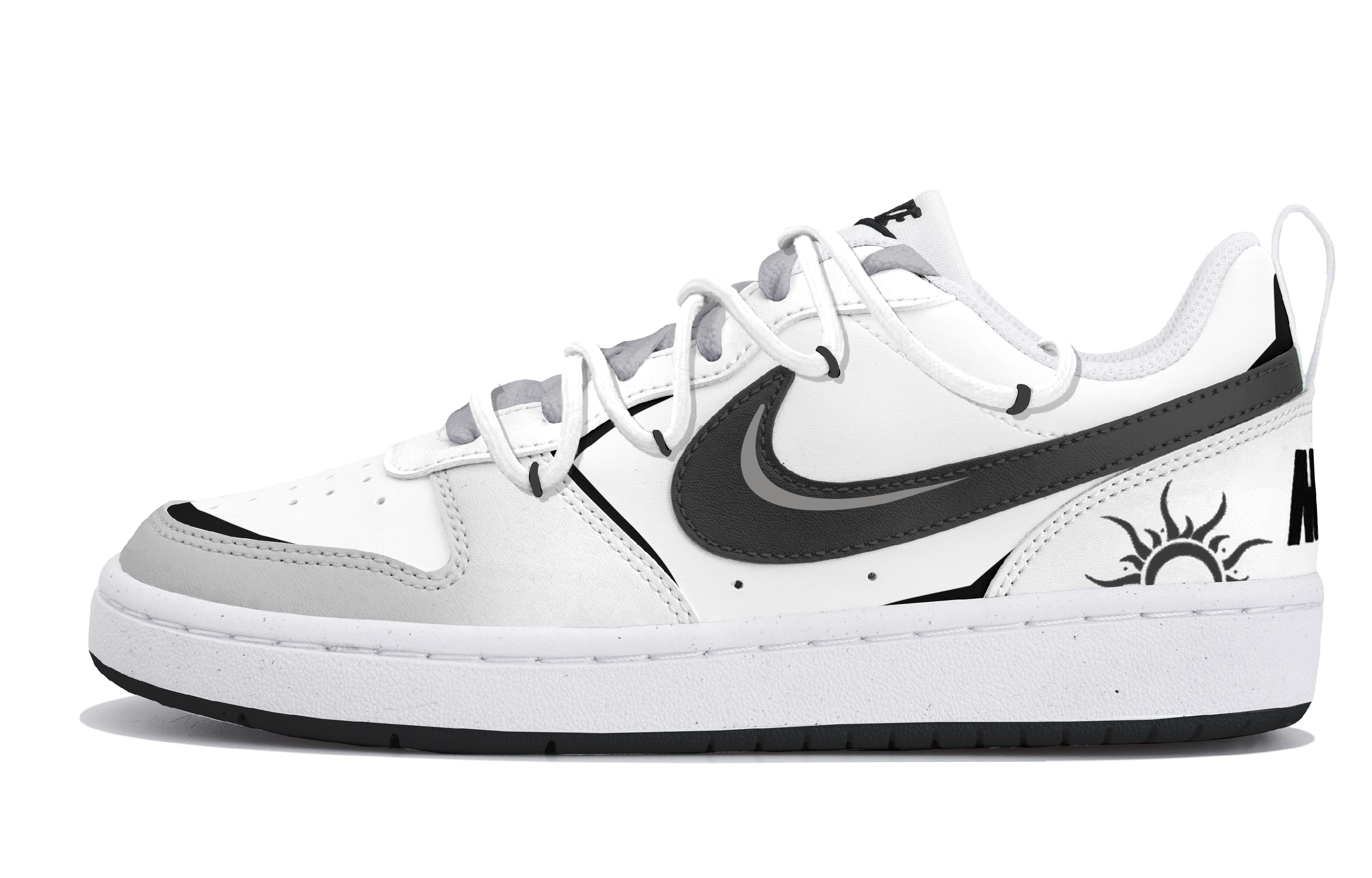 

Nike Кроссовки для скейтбординга Court Borough Sunlight Black White Low top для детей и подростков черно-серо-белые