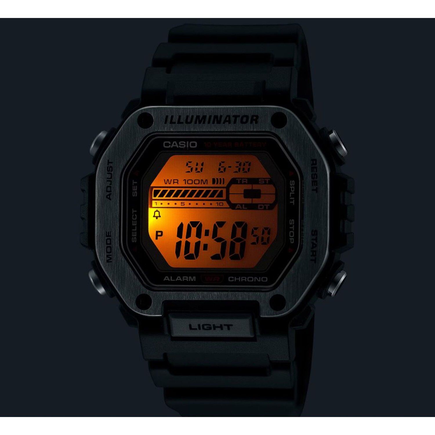 

Цифровые часы унисекс с панелью — MWD110H Casio, черный
