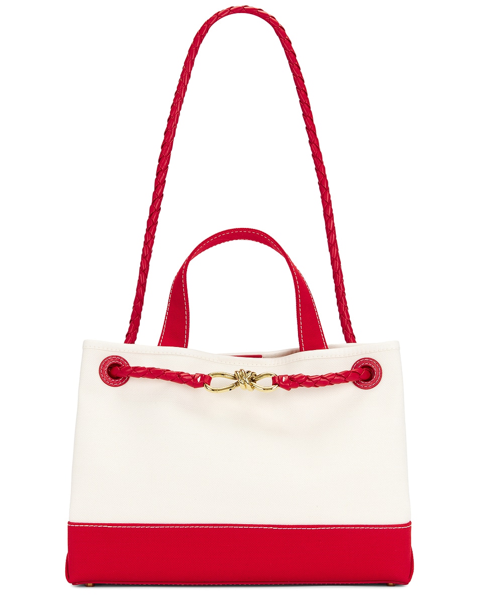 

Сумка Andiamo из холста Bottega Veneta, White, Scarlet, Nail Polish, & Muse Brass