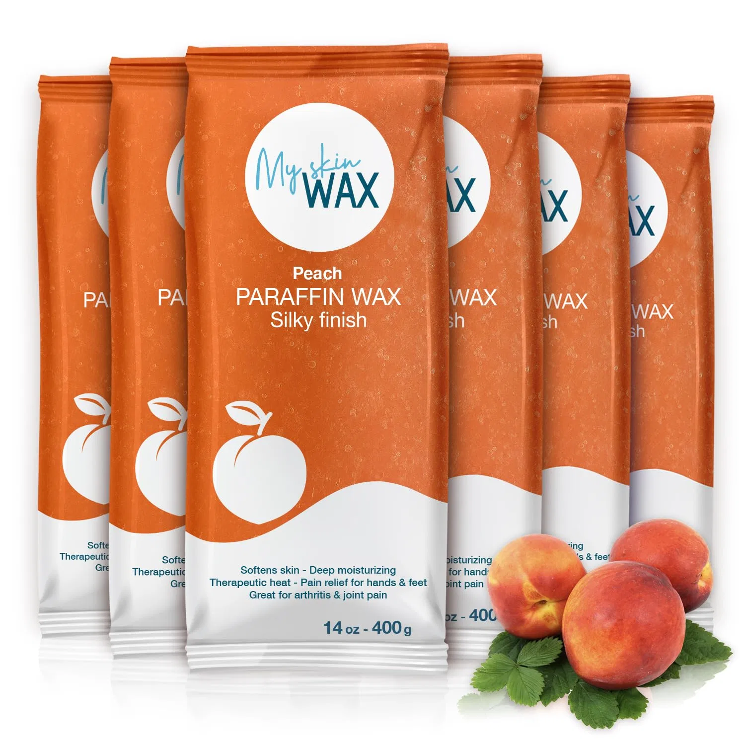 Набор парафинового воска Maxi Pack, 6 блоков по 400 г, с ароматом персика My Skin Wax, Peach
