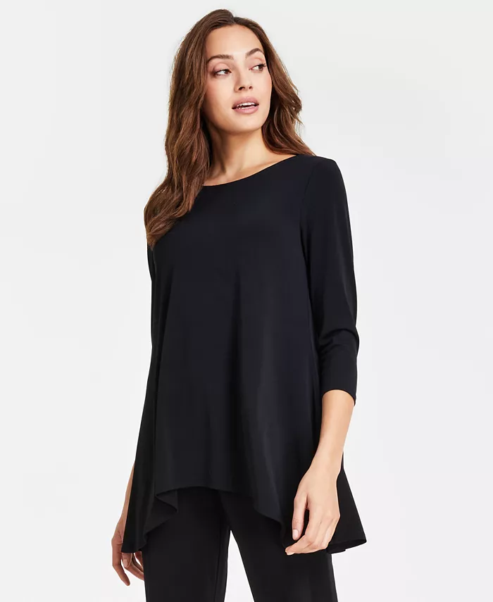 

Женский трикотажный топ с рукавом 3/4, Regular & Petites JM Collection, черный