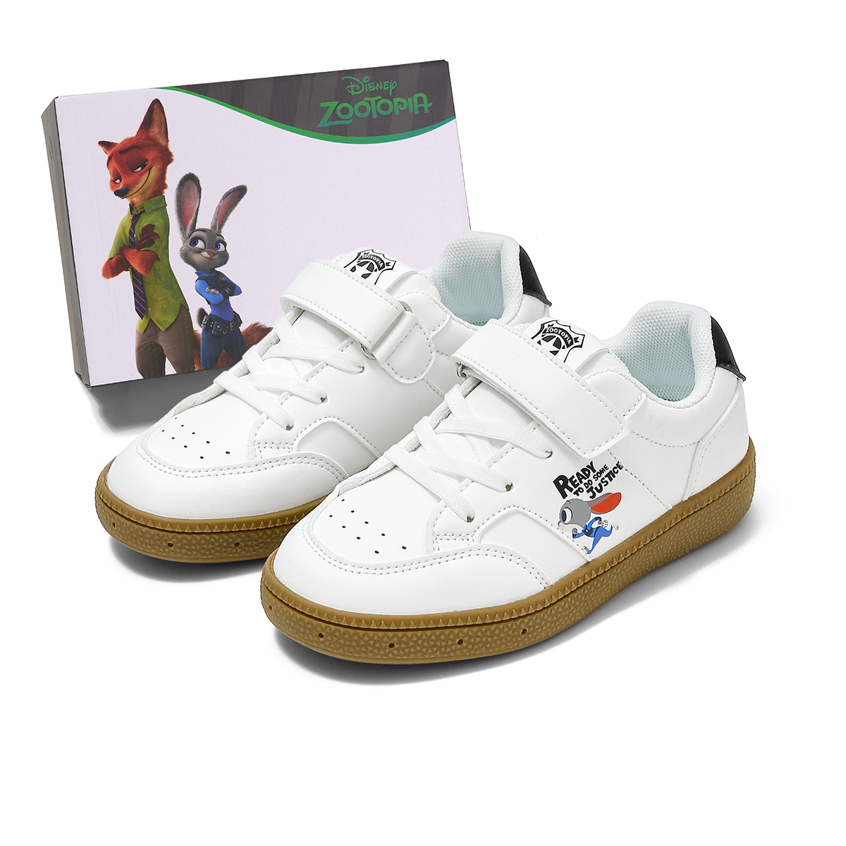 

Кроссовки Zootopia с противоскользящей подошвой, амортизирующие и износостойкие, для детей и подростков Disney, бежевый/белый/синий