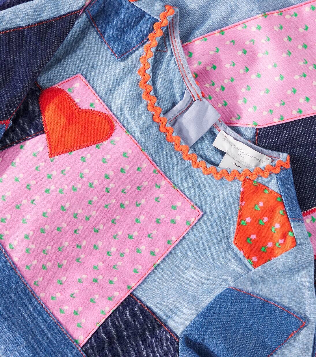 Лоскутное джинсовое платье Stella Mccartney Kids, цвет colorful — фото 3