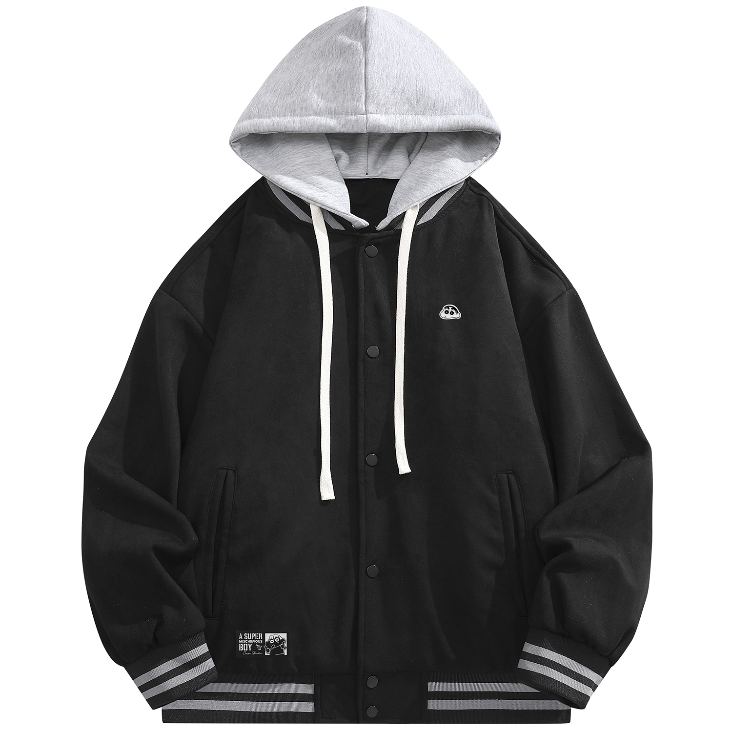 

Crayon Shinchan Пальто с бархатистой текстурой Unisex, Black (Basic)