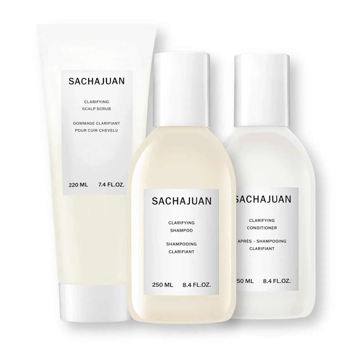 SACHAJUAN Clarifying Kit: скраб для кожи головы, шампунь и кондиционер, полная детоксикация от накоплений, жира и загрязнений, сбалансированная кожа головы и легкое увлажнение, веганский и без сульфатов, набор из 3