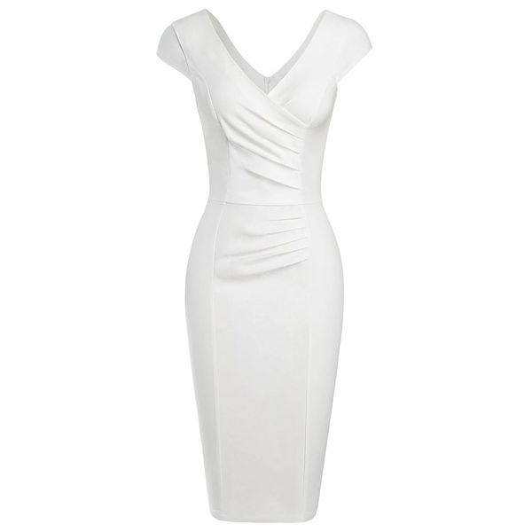 

Женское зимнее платье-футляр карандаш с короткими рукавами в однотонном ретро-стиле Megaretailer