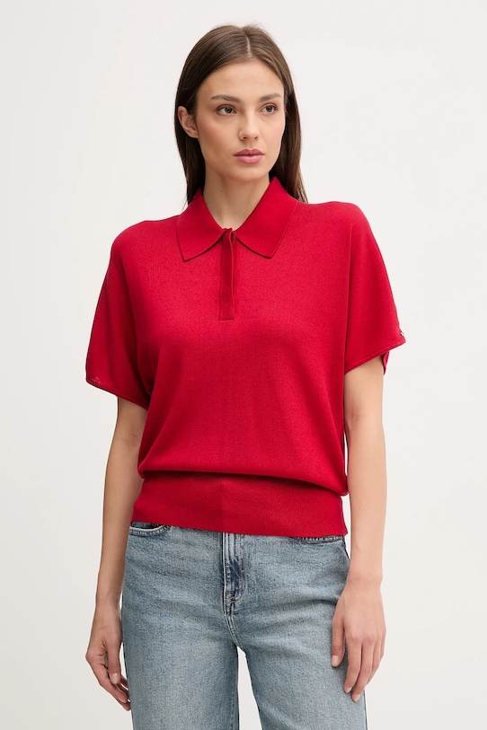 

Поло с добавлением шелка Tommy Hilfiger, красный