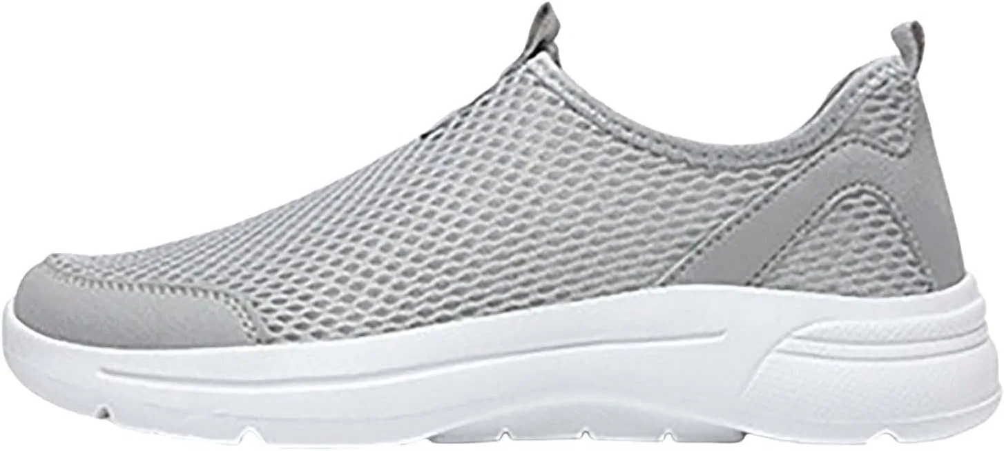 Herren Slipper Atmungsaktive Sneaker, Leicht Walkingschuhe Bequem Laufschuhe Für Freizeit, Walking Freizeitschuhe Fahrschuhe Кроссовки без шнуровки для занятий спортом на открытом воздухе с сеткой для фитнеса Schuhe Generic, Grau