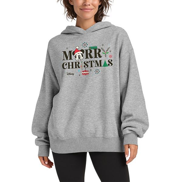

Женский оверсайз худи с Микки Маусом и надписью "Merry Christmas" Disney, Athletic Heather