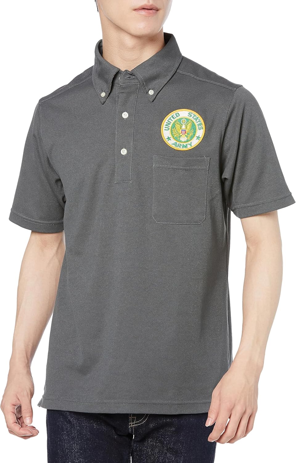 

Футболка-поло F-Style F-SD021123 с изображением герба армии США, впитывающая пот, быстросохнущая, с карманами и пуговицами, с коротким рукавом, темно-серая, серая (темно-серая)