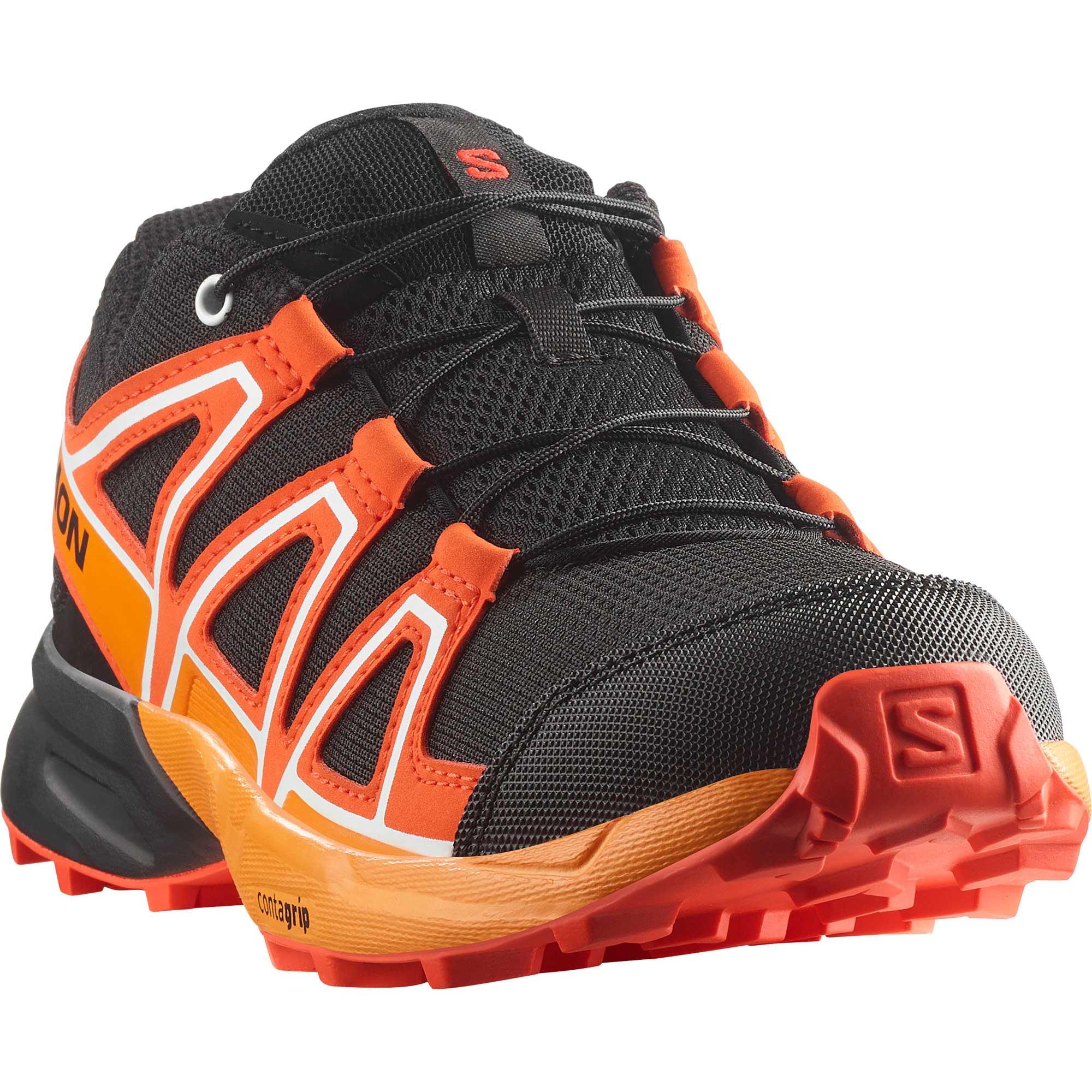 Детские походные ботинки Speedcross Salomon, Black/Cherry Tomato/Turmeric — фото 3